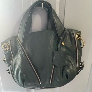 Nice green leather shoulder purse!